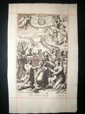Religious 1690 The Golden Cattle, Folio Print, Blome