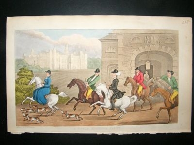 Dr Syntax by Rowlandson 1855 Hunting Party, Hand Col