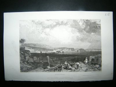 Italy: 1832 Steel Engraving, Pozzuoli, Samuel Prout