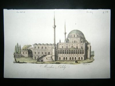Turkey: C1830 Hand Col Etching, Laleli Mosque