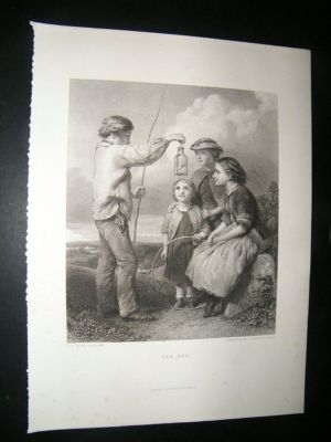 Children: 1880 'The EFT '.   Antique Print.