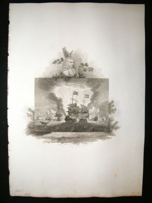 Naval 1803 Adm Blake Defeating the Dutch Antique Print