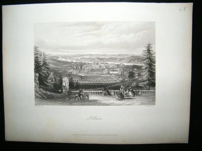 Germany: 1847 Steel Engraving, Pillnitz Antique Print