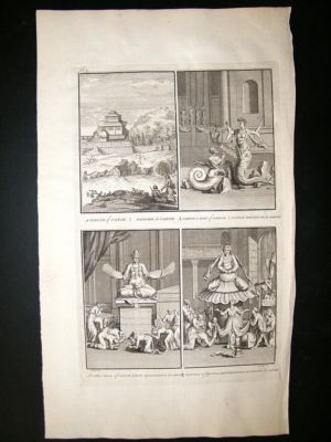 Japan 1730s Pagoda, Idols, Canon Folio Antique Print. Picart