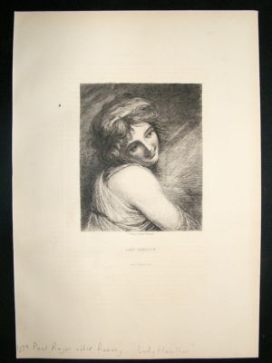 Paul Rajon etching, 1879 after Romney, 'Lady Hamilton'