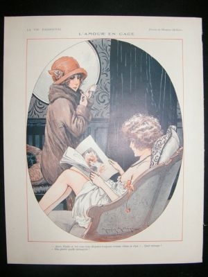 La Vie Parisienne Art Deco Print 1924 L'Amour En Cage by Milliere