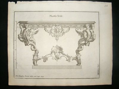 Architectural Print: Marble table designs, 1741, Langle