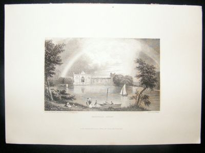 UK: 1834 Steel Engraving, Newstead Abbey, Print