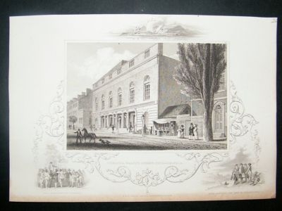 USA: 1850 steel engraving, Theatre, Walnut St, Philadel