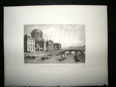 Ireland: 1846 Steel Engraving, Four Law Courts, Dublin
