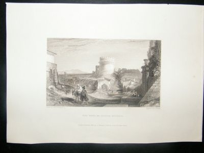 Italy: 1834 Steel Engraving, Rome, Cecilia Metella Tomb