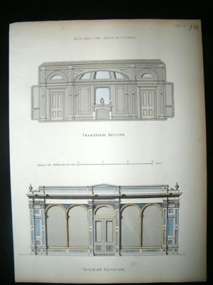 Architecture: 1860 Shop Fitting, Payne, Hand Coloured.
