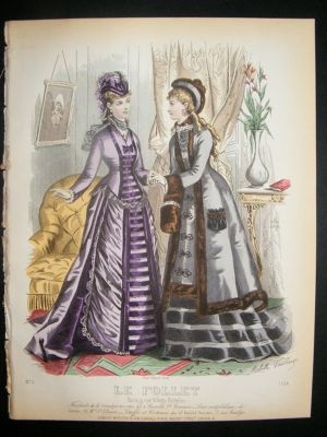 Fashion Print: 1874 hand colored Le Follet #1124
