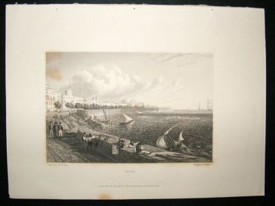 Spain: 1834 Steel Engraving, Cadiz Print