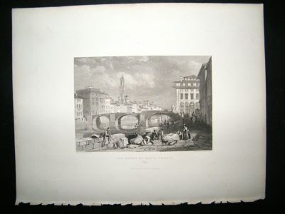 Italy: 1846 Steel Engraving, Santa Trinita Print.
