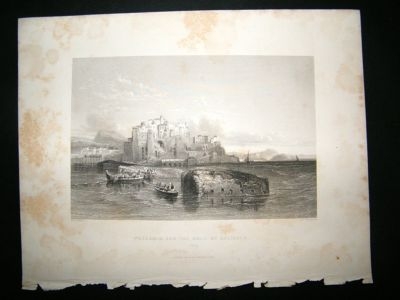 Italy: 1840 Steel Engravings, Pozzuolo Print.
