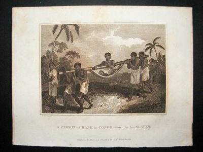 Africa Congo: 1807 copper plate, Slaves, person of rank