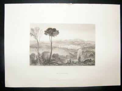 Greece: 1834 Steel Engraving, Negropont Print