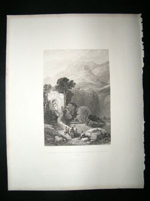 Italy: 1846 Steel Engraving, Tivoli Print.