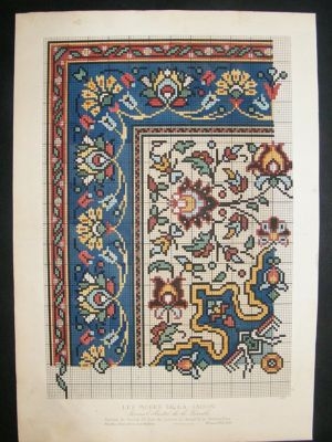 French Textile Pattern Print: 1876, Folio, hand coloure