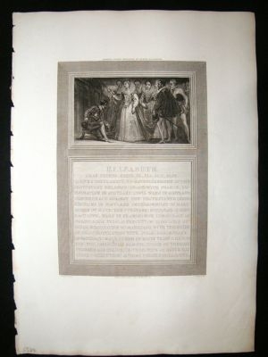 Francis Drake Knighted by Queen Elizabeth 1805 Folio An