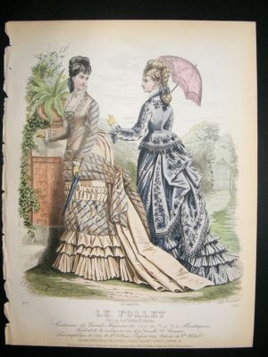 Fashion Print: 1874 hand colored Le Follet #1095