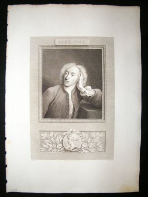 Alex Pope: 1793 Decoratve Folio Antique Portrait Print