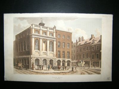 UK: 1815 Hand Coloured Print. Southwark Town Hall. Lond