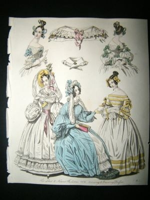Fashion 1836 Morning & Evening Dresses Hand Col #31