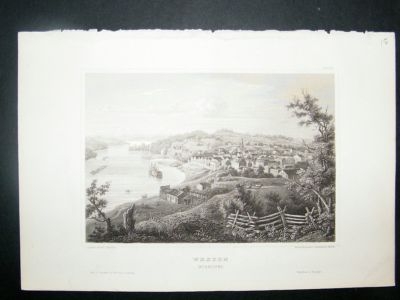 USA: 1853 steel engraving, Weston, Missouri