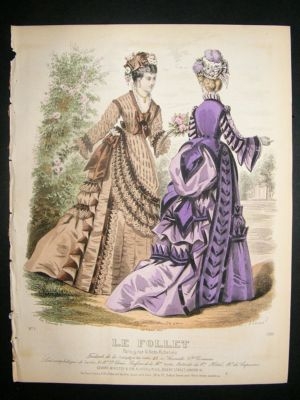 Fashion Print: 1874 hand colored Le Follet #1089