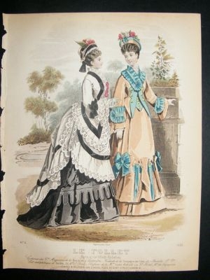 Fashion Print: 1874 hand colored Le Follet #1036