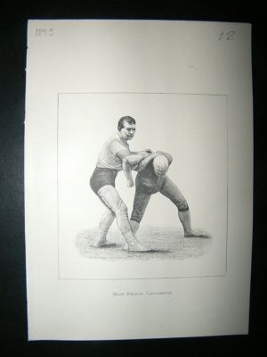 Wrestling Print: 1893 Half Nelson, Lancashire