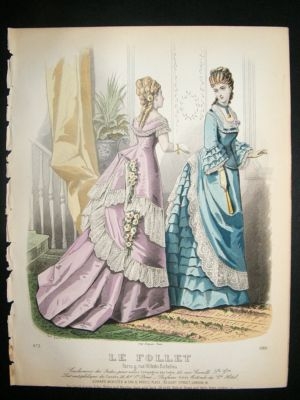 Fashion Print: 1874 hand colored Le Follet #1080