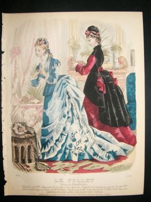 Fashion Print: 1874 hand colored Le Follet #1058