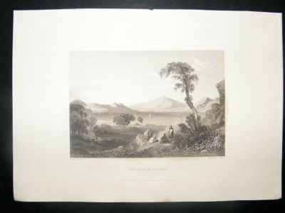 Greece: 1834 Steel Engraving, Salamis Gulf, Print