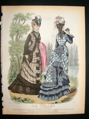Fashion Print: 1874 hand colored Le Follet #1119