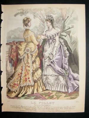 Fashion Print: 1874 hand colored Le Follet #1037