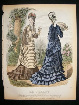 Fashion Print: 1874 hand colored Le Follet #1108