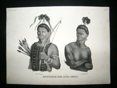 Indonesia: 1845 Ombai Natives, Schinz Print.