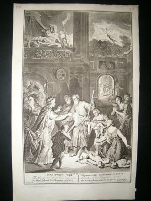 Religious 1720 Egyptians 1st Born Destroyed Folio Print
