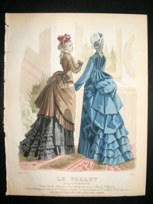 Fashion Print: 1874 hand colored Le Follet #1074