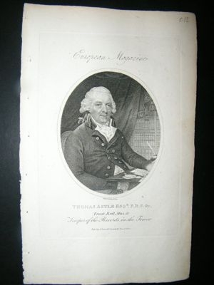 Thomas Astle:1802 Stipple Engraved Portrait.