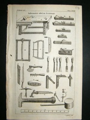 Trades:1755 Antique Print Instruments Used In Joinery.