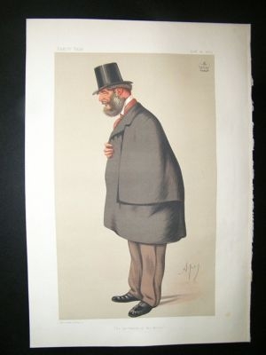 Vanity Fair Print: 1875 Lord Forester, Ape Cartoon