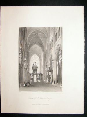 Belgium: 1847 steel engraving, St. Salvador, Bruges