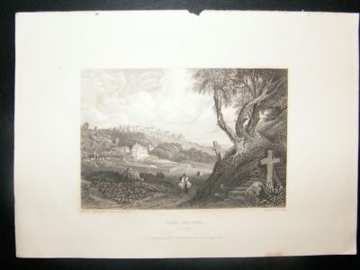 Portugal: 1834 Steel Engraving, Cork Convent, Cintra Pr