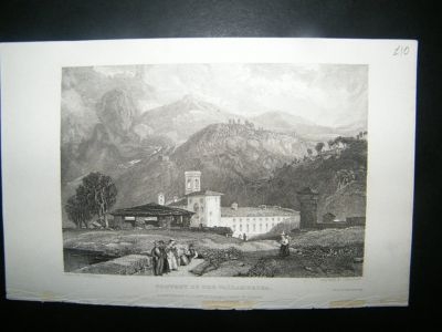 Italy: 1832 Steel Engraving, Convent of Vallambrosa