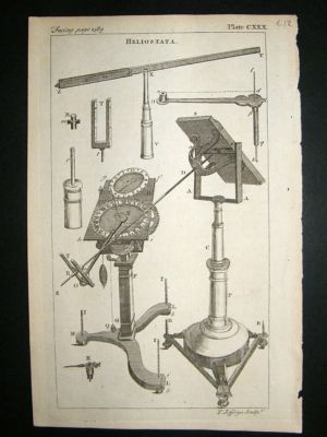 Science Heliostata:1755 Antique Print.