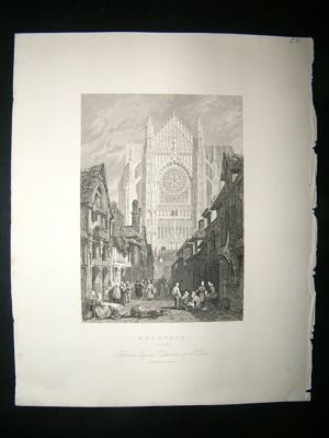 France: 1834 Steel Engraving, Beauvais.